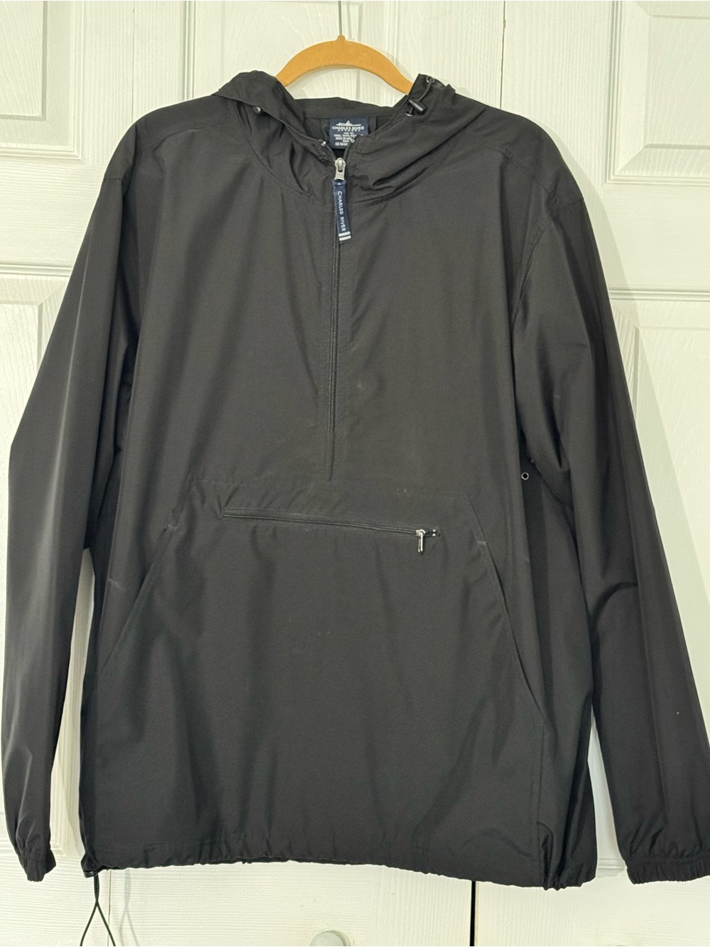 Charles River Apparel Pack-N-Go Pullover Windbreaker Jacket Black Unisex XL